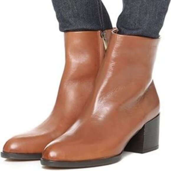 Sam Edelman  Women's Joey Ankle Boots  Cognac Leather  Women Size 5     NEW - Picture 1 of 7